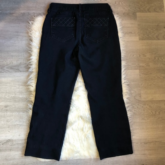 🔥NYDJ Black Cotton Denim Wide Leg Embellished - Picture 3 of 7